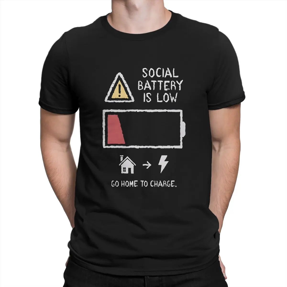 Low Social Battery T-Shirt Men Mental Health Funny Cotton Tee Shirt O Neck Short Sleeve T Shirts Adult Clothes