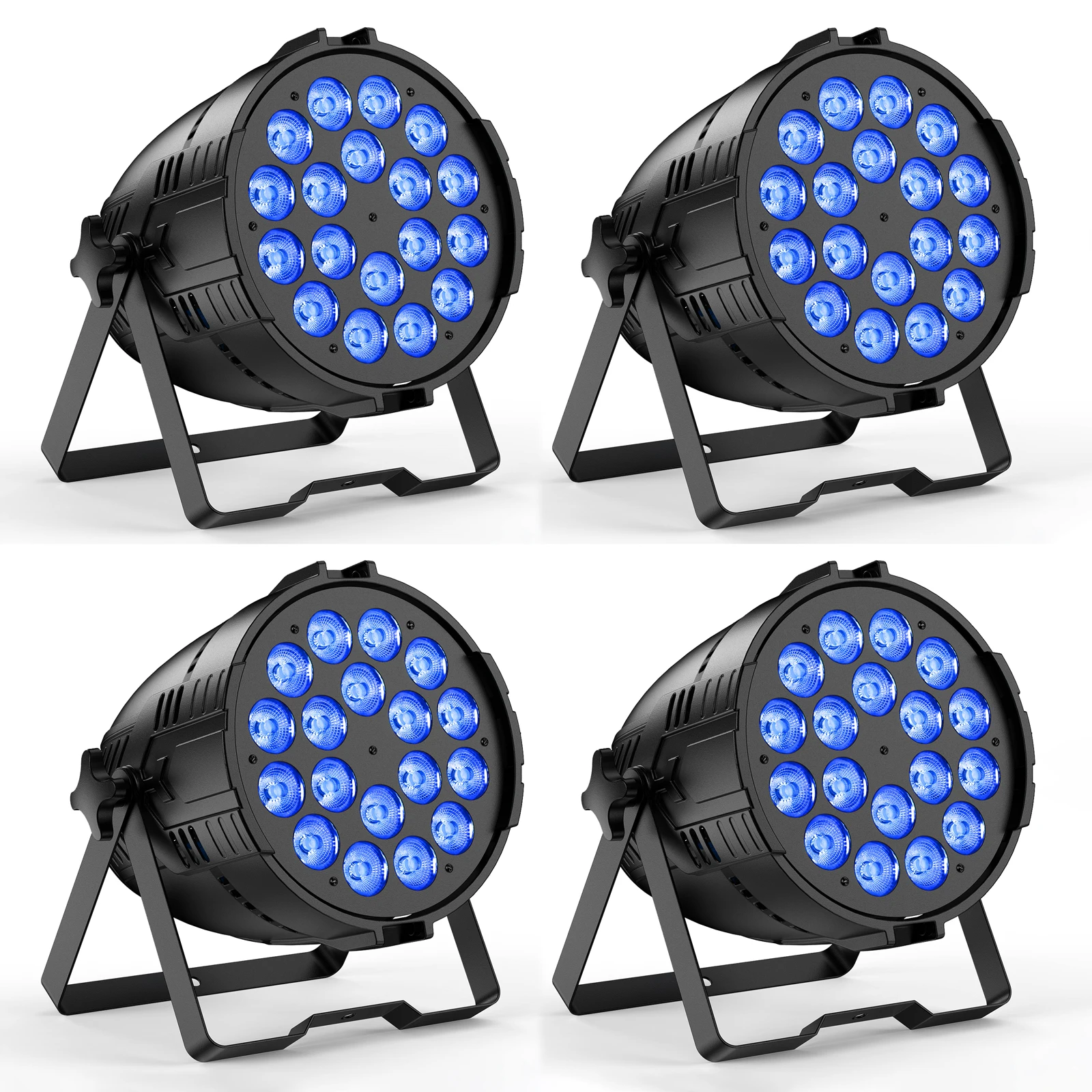

Datewink 4Pcs 180W RGBWAL 18 LED Par Lights 6IN1 Stage Lighting Effect Sound Control DMX512 For DJ Disco Party Wedding Nightclub