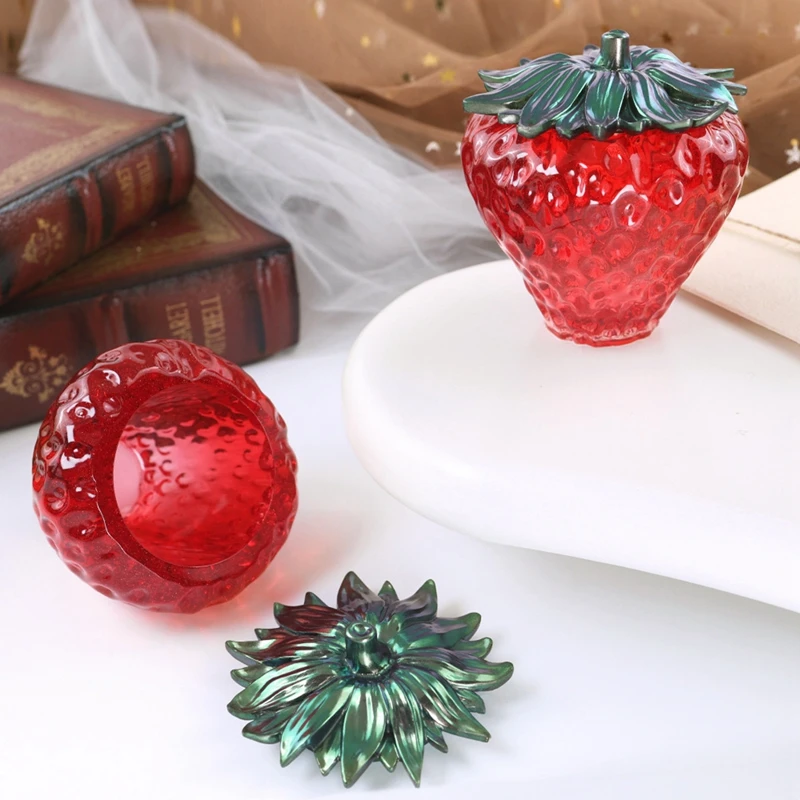 Cute Storage Box Silicone Mold DIY Strawberry Crystal Epoxy Resin Plaster Jewelry Gift Box Craft Molds Home Decoration Making