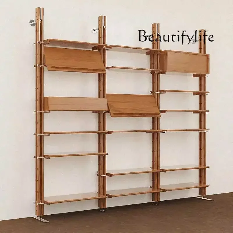 HI X البلوط الأحمر النقي غير اللكم الرجعية جدار مزيج الرف نظام رف الكتب التلفزيون الجدار الشنق التقسيم غير القابل للتأهل