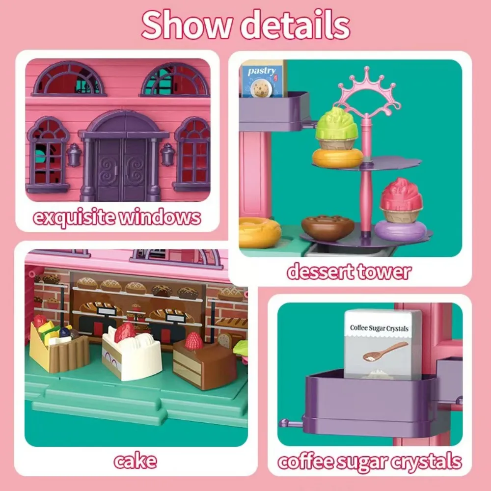 2in1 Simulatie Dessert Koken Villa Huisdier Schoonheid Huis Set Hond Animael DIY Poppenhuis Keuken Voedsel Decor Model Kinderspeelgoed