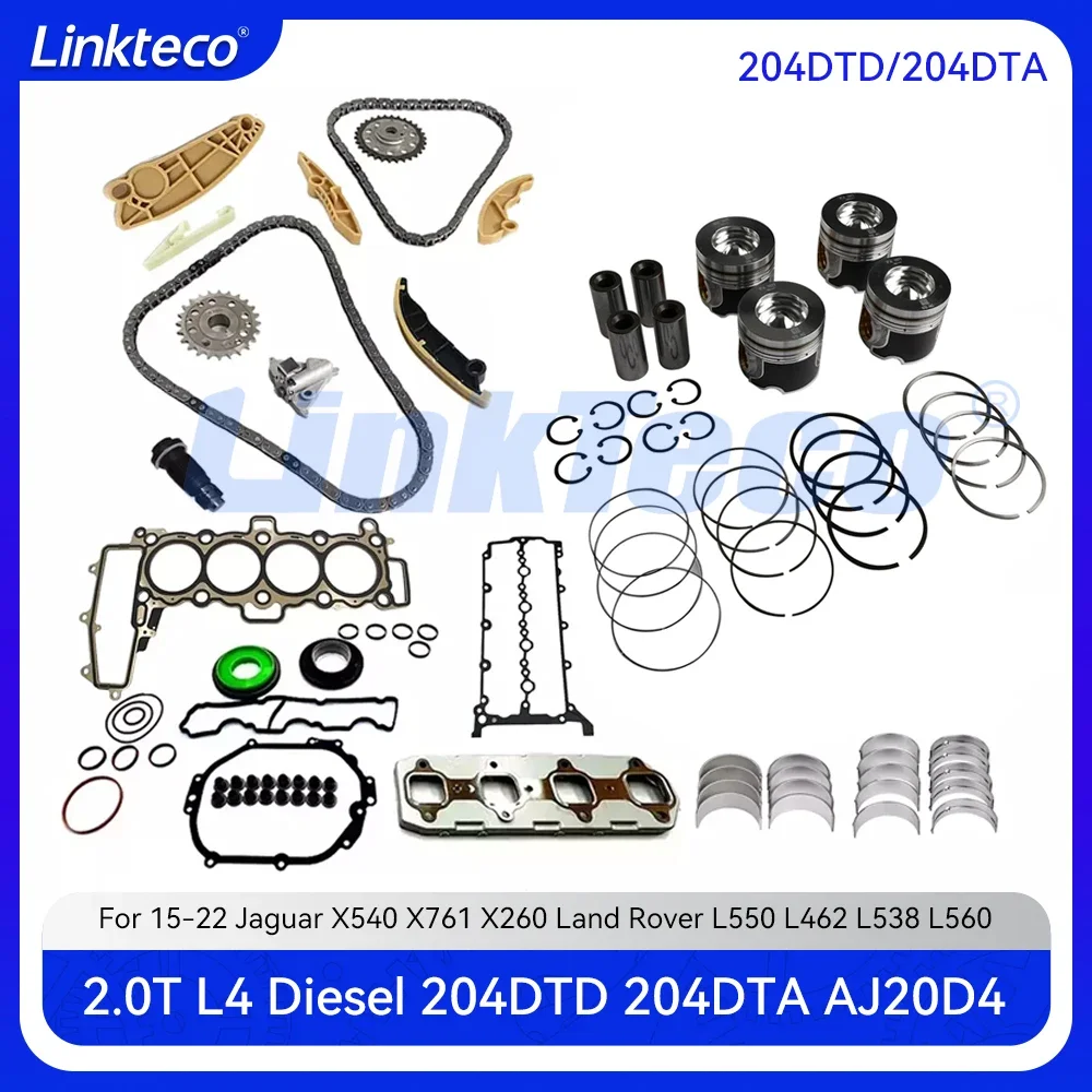 

Engine Timing Chain Kit Crankshaft Con-rod Bearing Piston Full Gasket Set For 2.0 T L AJ20D 204DTA 204DTD Land Rover Jaguar 2.0T