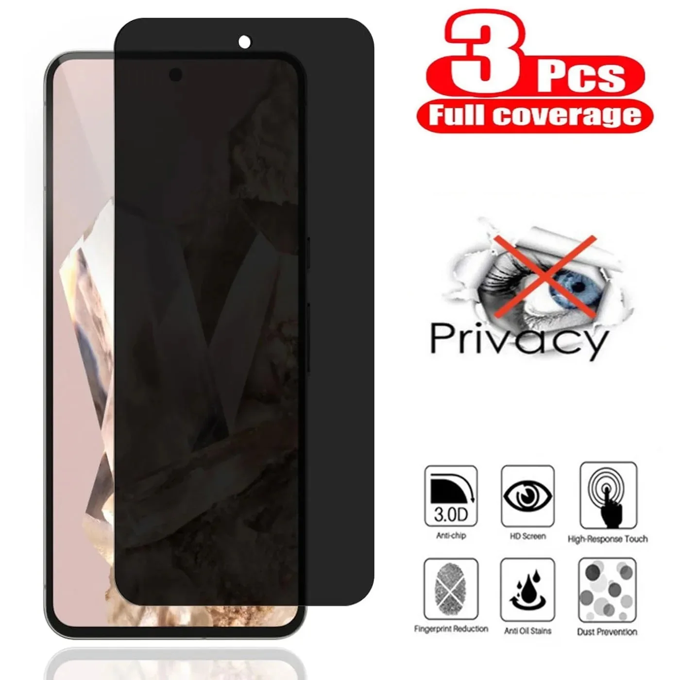 

3Pcs Privacy Tempered Glass For Huawei Y70 Plus Nova Y71 Y61 Anit-Spy Screen Protector Honor X8 X6 X5 X7A 70 Lite 5G