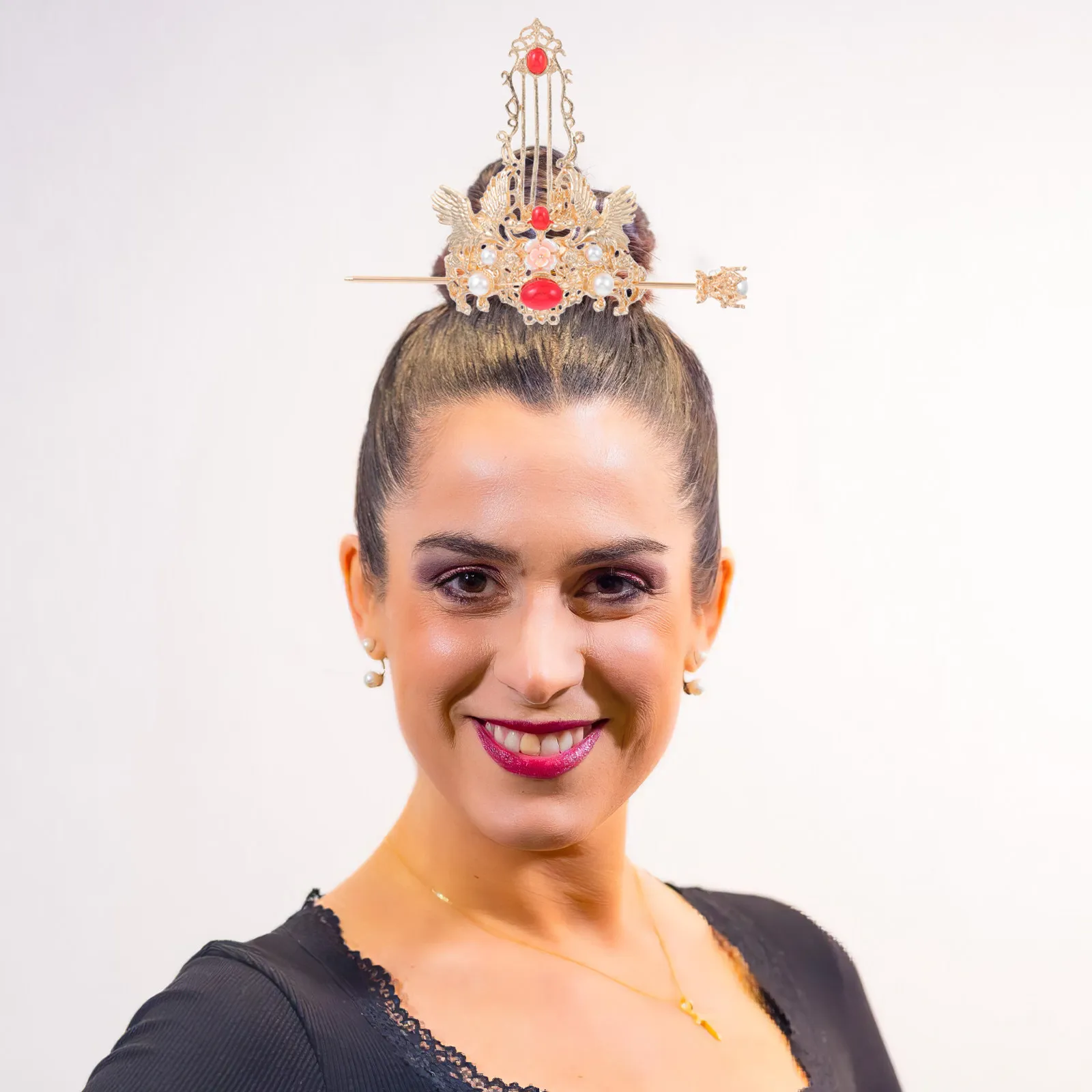 

1Set Fairy Crane Hairpin Vintage Chinese Hair Stick Crown Women's Traditional Hair Jewelry Elegant Retro Hairpin for Performance