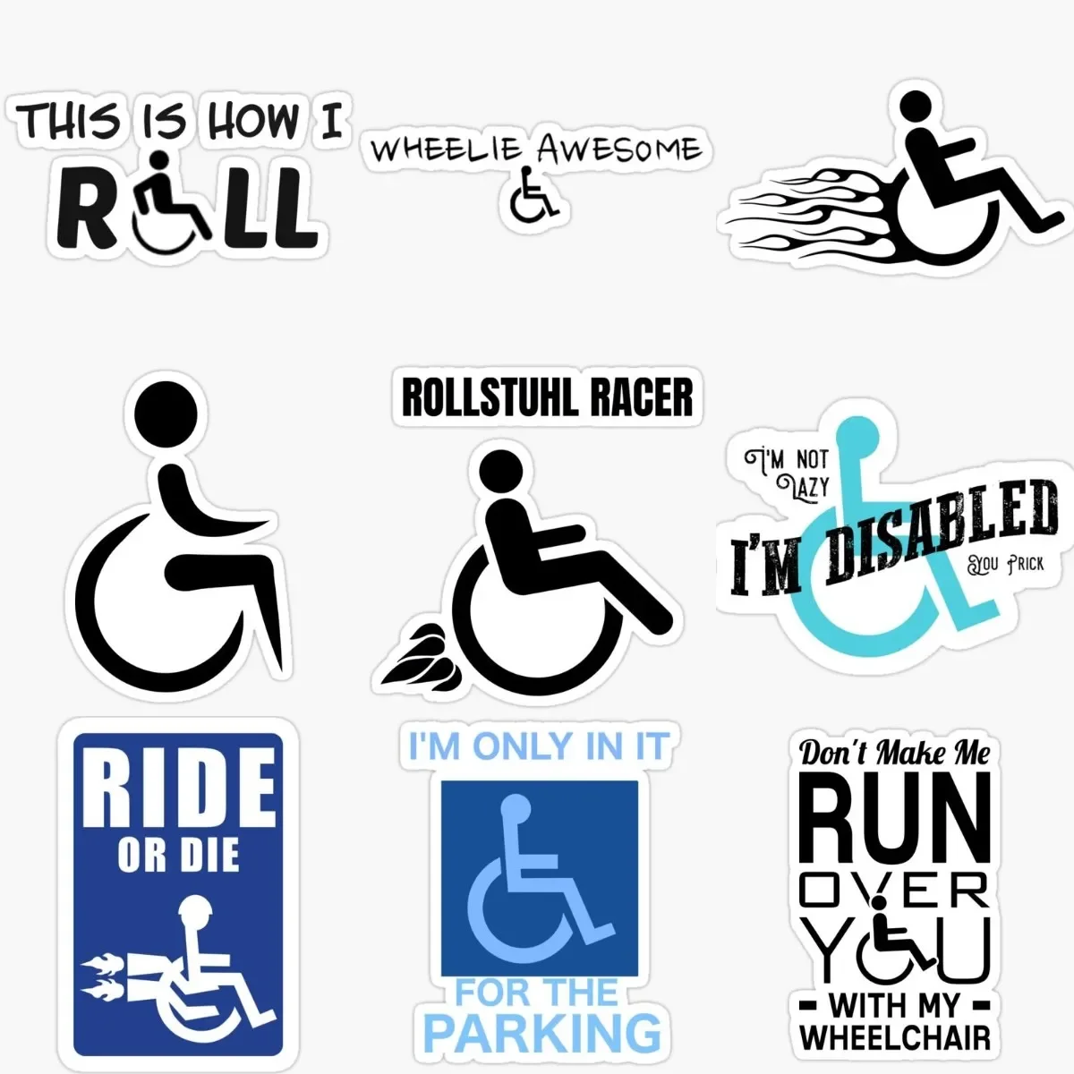 

Creative Disabled Wheelchair Handicap Waterproof Accessories Sticker for Decorate Window Fridge Wall Car Off-road Helmet Decal