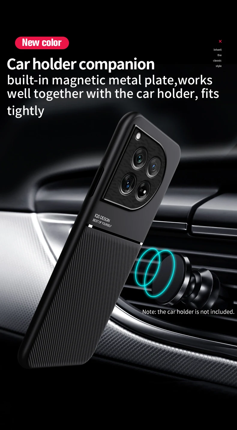 Case For Oneplus 12 Magnetic Car Built-in Magnet Plate Shockproof Hard Cover For Oneplus 12 Oneplus12