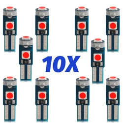 10 Uds T5 bombilla LED lámpara de instrumento de coche W3W W1.2W 12V luces Led Canbus tablero lámpara de advertencia indicador cuña luces interiores de coche