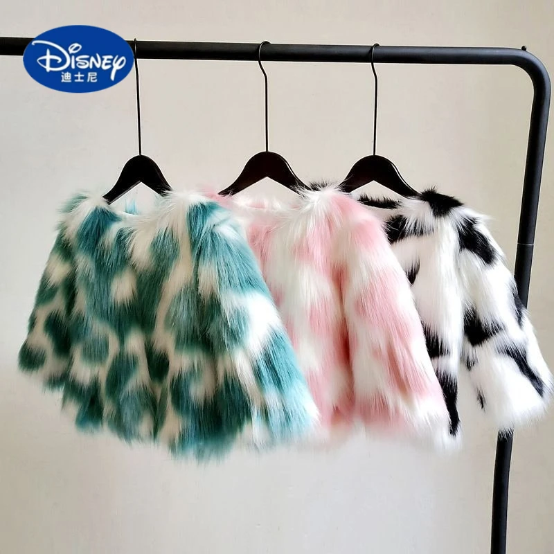 

Disney children's clothing new winter thickened coat imitation fox hair medium and long girls fur coat fashionable foreign style