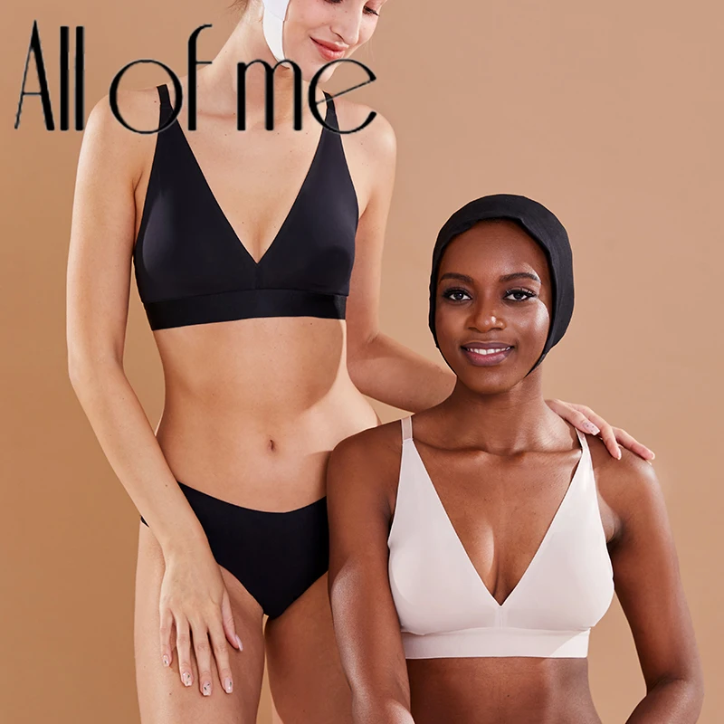 Women Bra Seamless Brassiere Intimates Deep V Backless Bralette Female Underwear Sexy Lingerie Padded Back Closure Bras Tank Top
