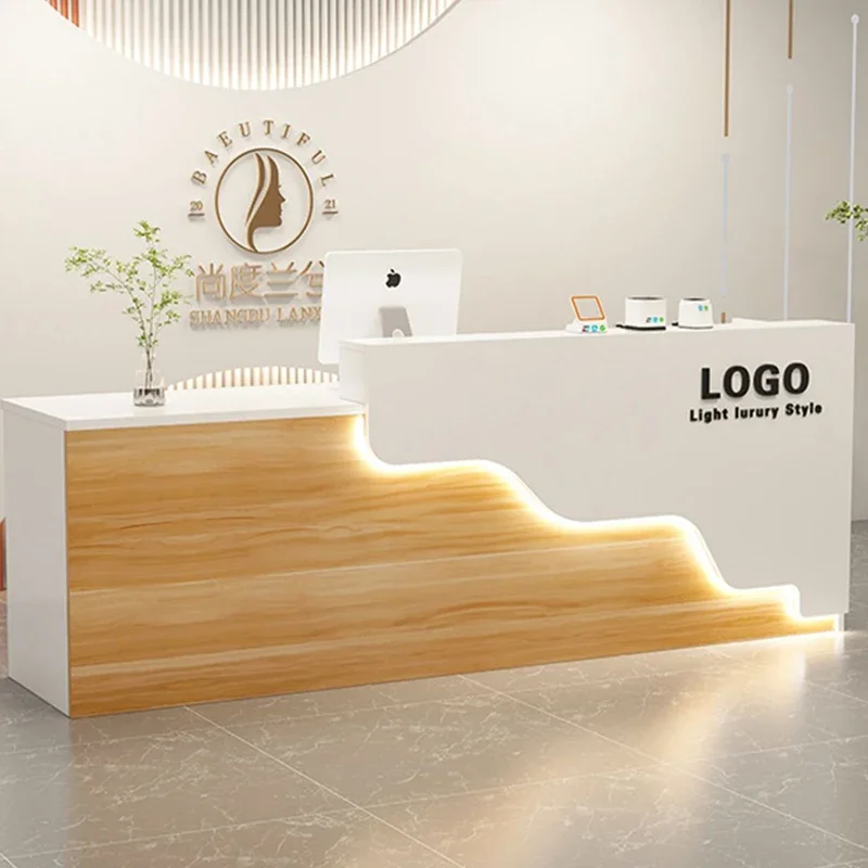 

Luxury Nordic Reception Desk Design Cool Professional Aesthetic Reception Counter Retro Resepsiyon Masası Furniture Office