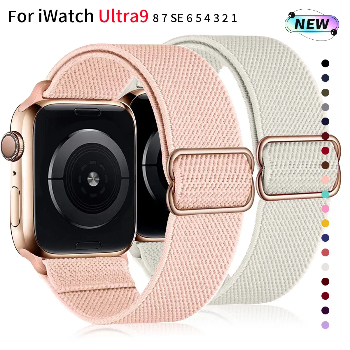 stretch nylon strap for Apple Watch Model 44mm 45mm 41mm 40mm 49mm 42mm 38mm strap iWatch Series Ultra 2 SE 9 8 7 6 5 4 3