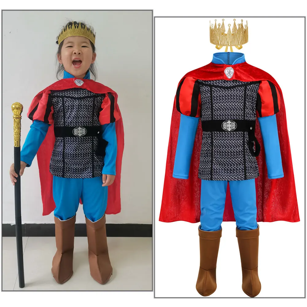 

Halloween Cosplay Medieval Knight Inspired Party Outfits Carnival Phillip Sleeping Beauty Phillip Prince Costumes Top Pants Cape