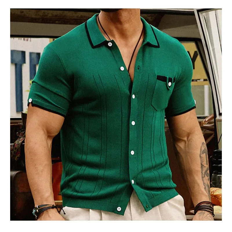 Camiseta informal de negocios para hombre, Polo de punto de manga corta, ropa de alta calidad, novedad de verano