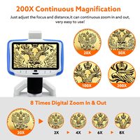 TOMLOV 5' Digital Microscope for Kids 1080P Video Recorder 200X Magnification LCD Display Wireless Remote Control LED Lights