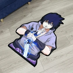 NarutoUchiha Sasuke 맞춤형 귀여운 애니메이션 러그 및 카펫 룸 미끄럼 방지 바닥 매트, 거실용, 어린이 선물 장난감