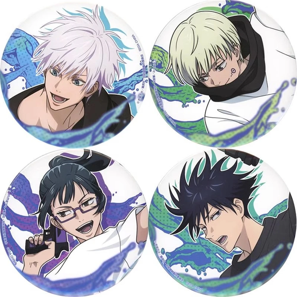 

58mm Anime Jujutsu Kaisen Zenin Maki Fushiguro Megumi Inumaki Toge Cosplay COSTUME Badge Pin SPTE Tinplate Brooch Prop Xmas Gift