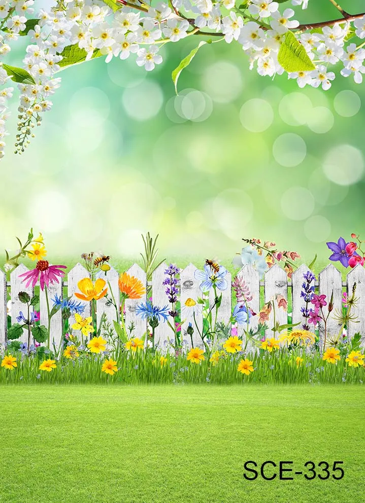 Spring Easter Backdrop Sunny Day Meadow Flowers Colorful Eggs Photography Background for Kids Children Baby Shower Party