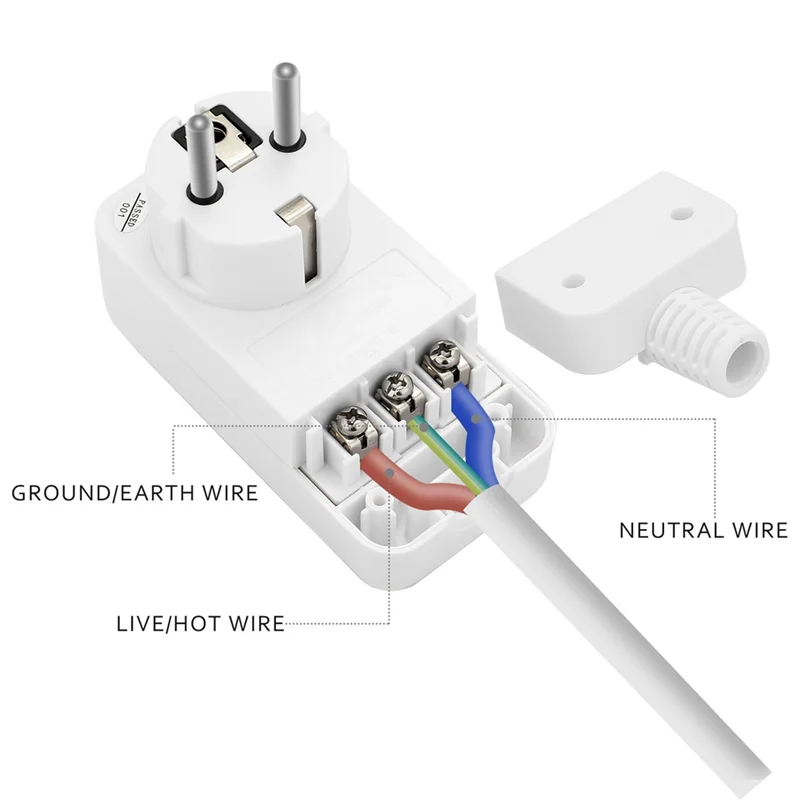 ABZZ-FI Circuit Breaker Personal Protection Plug Replacement Plug 10Ma Residual Current Circuit Breaker 16Amp EU Plug,White