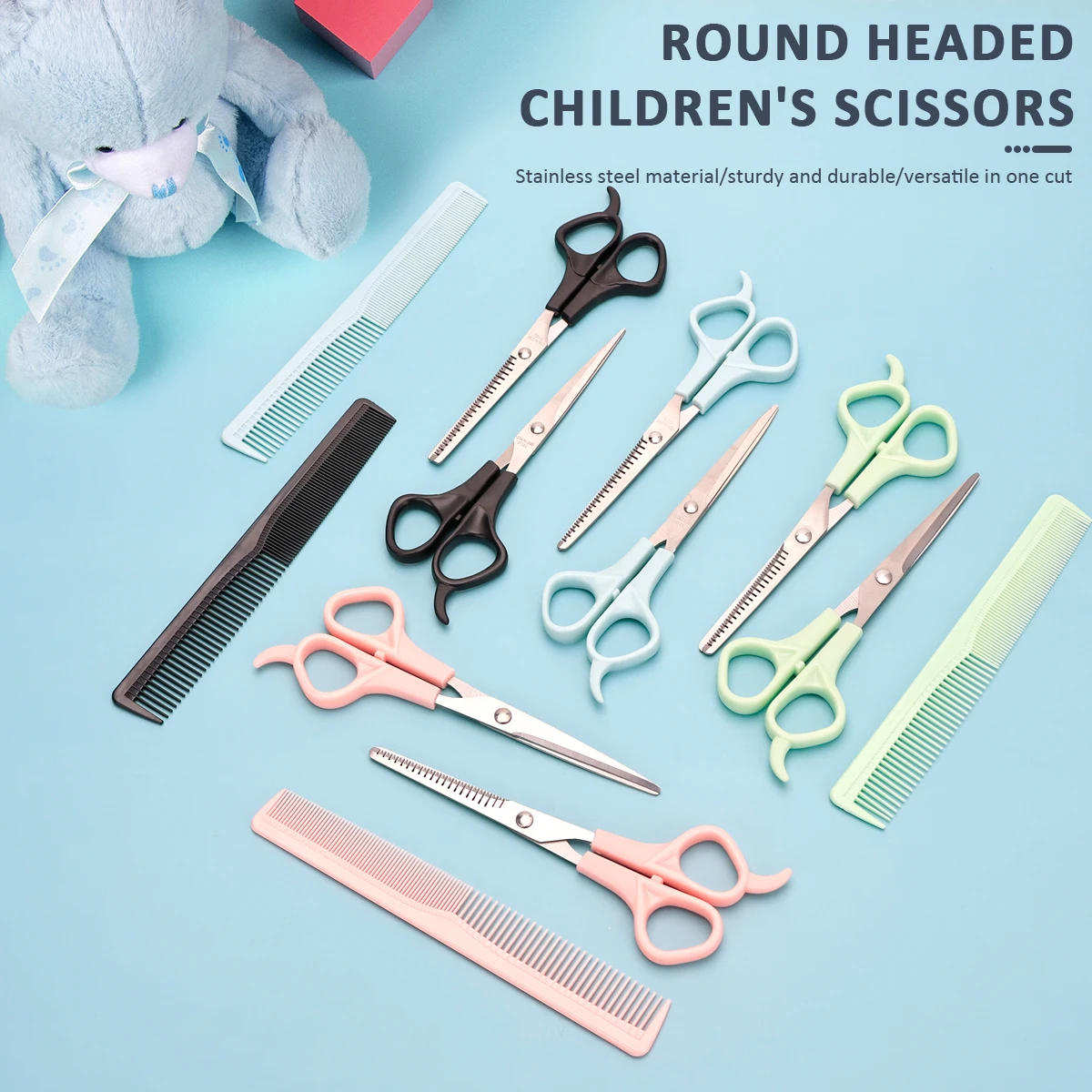 

Kids Hair Thinning Scissors & Comb Set 6.7 Inch Texturizing Shears for Children Barber Cutting, Professional Salon Stylist Tools