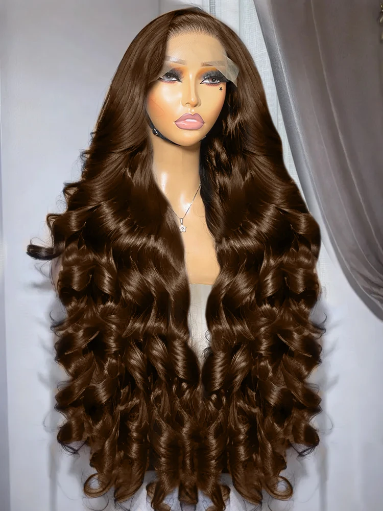 Chocolate Brown 220% HD 30 40 Inches 13x6 Body Wave Lace Front Human Hair Wigs 13x4 Lace Frontal Wig Brazilian Remy Hair Wig