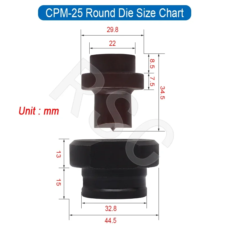 

Hydraulic Punching Round Hole Die Suitable for CPM-25 Electric Hydraulic Punching Machine