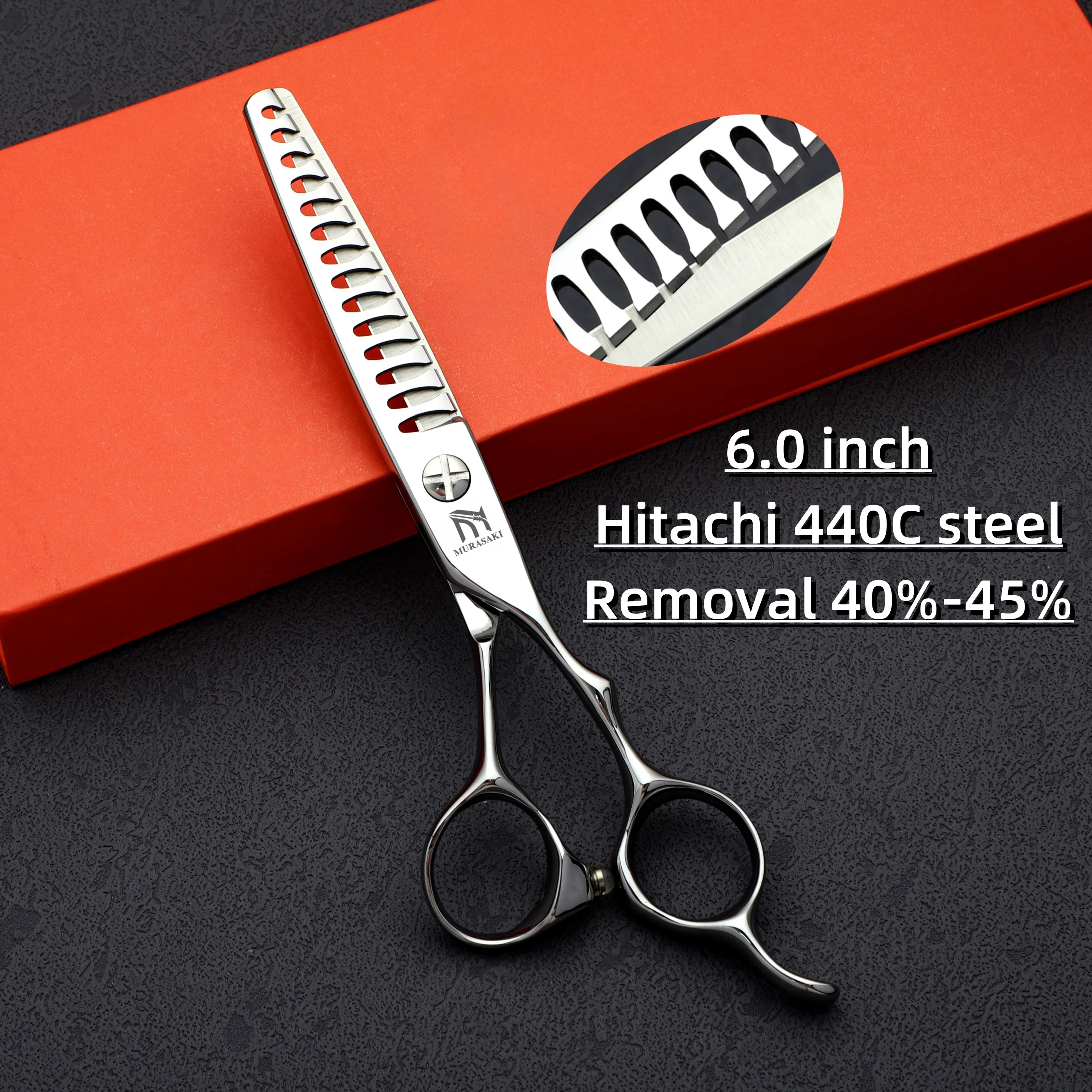 MURASAKI Professionelle Friseurschere, 6,0 Zoll Haarschneideschere, Hitachi 440C Stahl, Hochwertiges Friseurzubehör – Detail 24