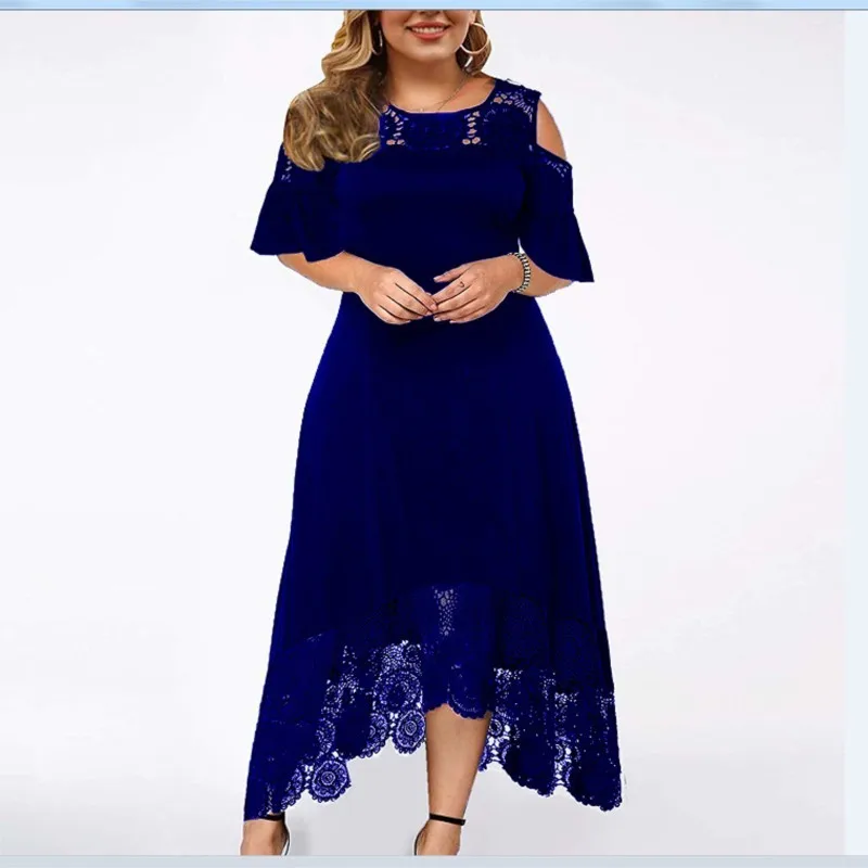 2025 Women's Lace Stitching Ruffle Short-Sleeved Strapless Dress Elegant Ladies' Summer Evening Club Party Dresses Woman Vestido