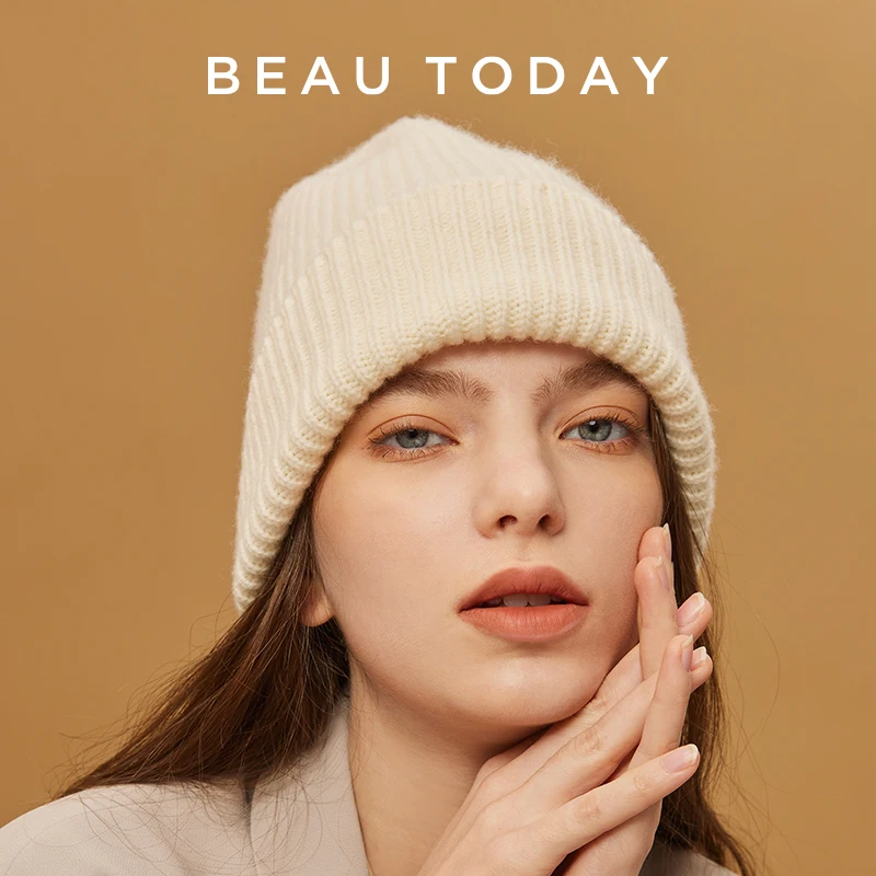 BeauToday Winter Beanie Women Knitted Woolen Solid Color Windproof Female Warm Outdoor Adjustable All-match Unisex Hats 96503