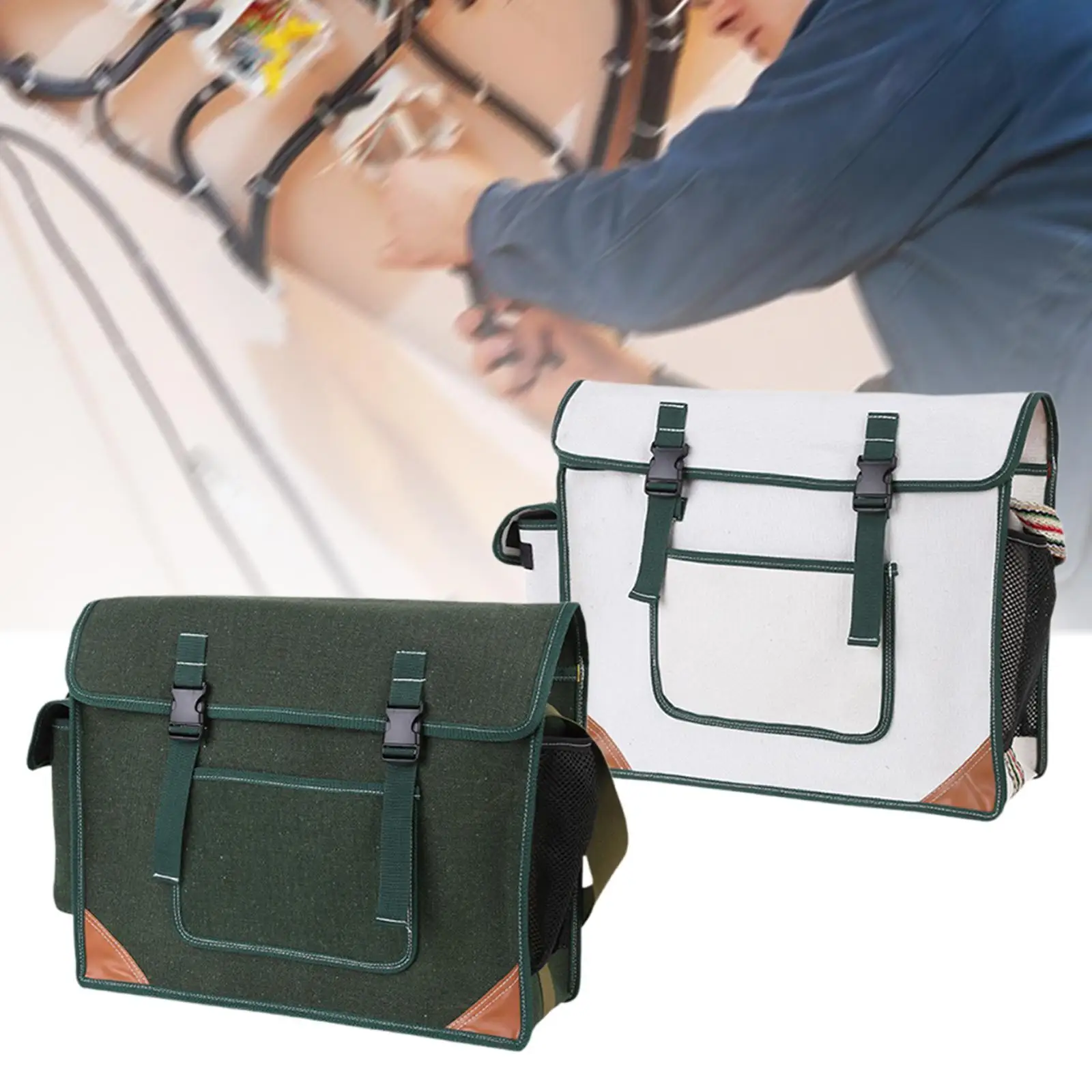

Canvas Crossbody Tool Bag Cross Body Wearproof Multi-use Waterproof Gear Bag Equipment Bag for Office Use Camping Daily Use
