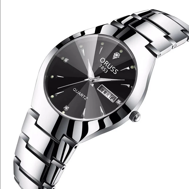 ORUSS популярные брендовые мужские часы высокого качества из нержавеющей стали 30 м водонепроницаемые светящиеся указатели недели календарь мужские оригинальные кварцевые часы