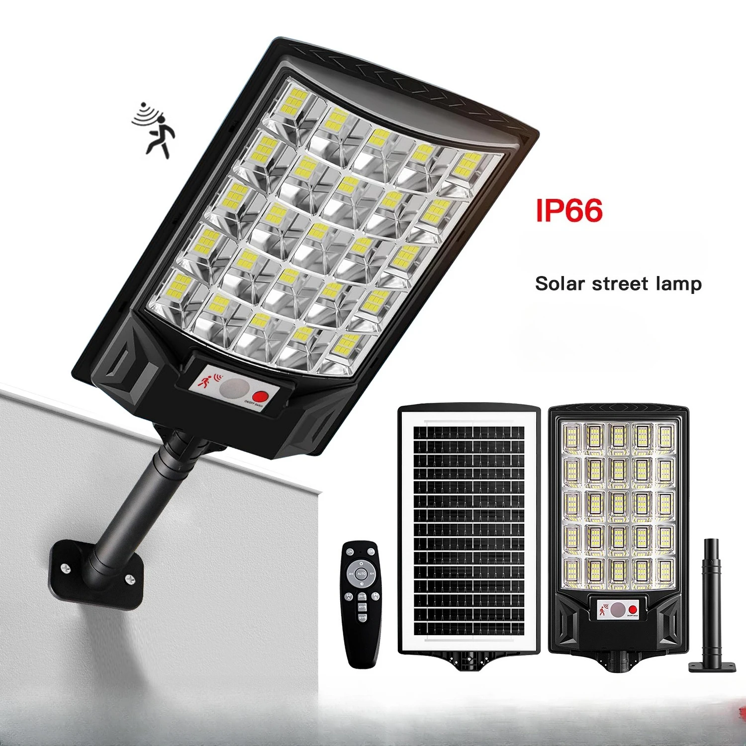 Solar Powered LED Motion Sensor Light Outdoor Waterproof Integrated Wall Lamp for Yard Garden Garage Fence Security Lighting