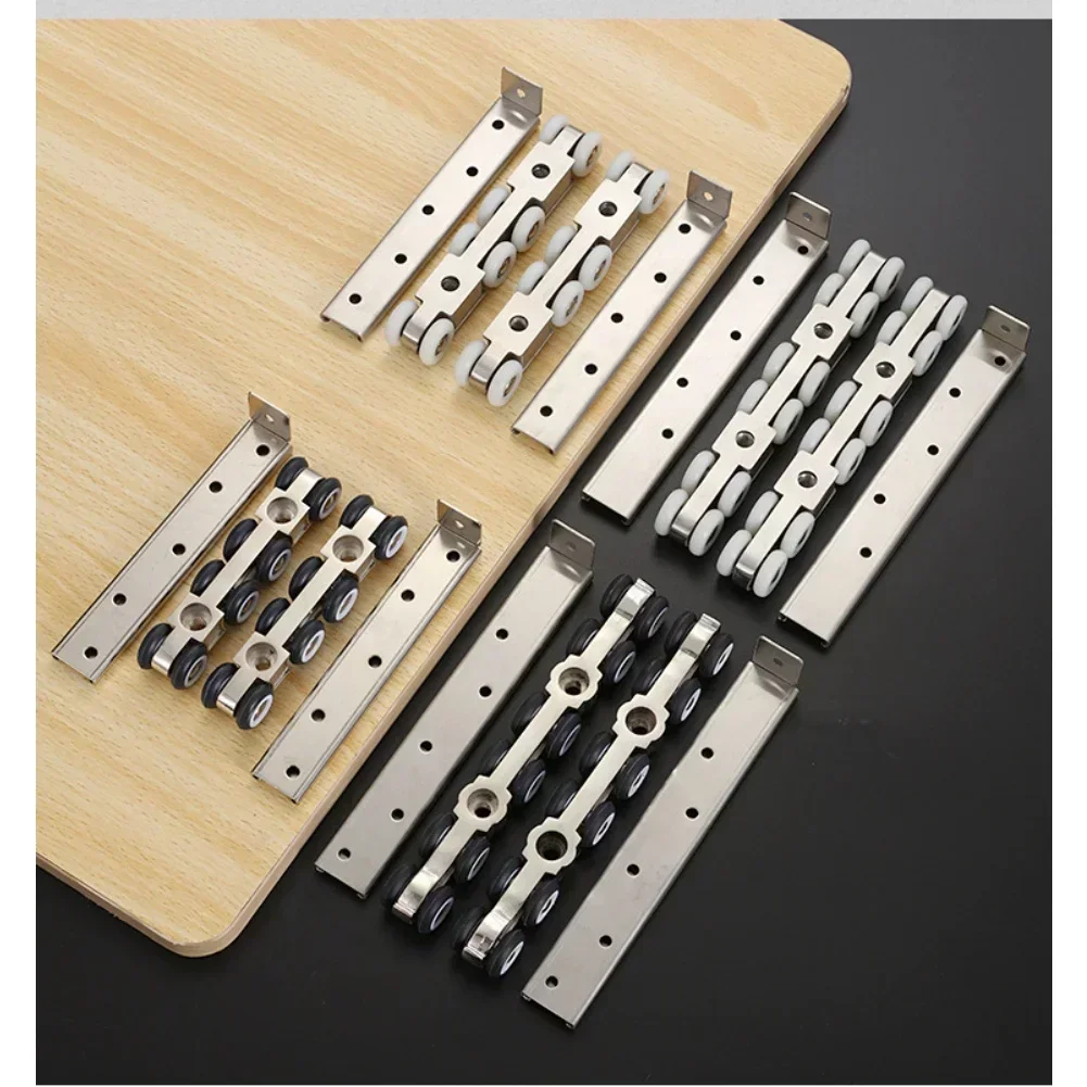 12-Wheel Stainless Steel Sliding Door Track Heavy Duty Double Rail Hanging Track Kit For Smooth Gliding Barn Doors Glass