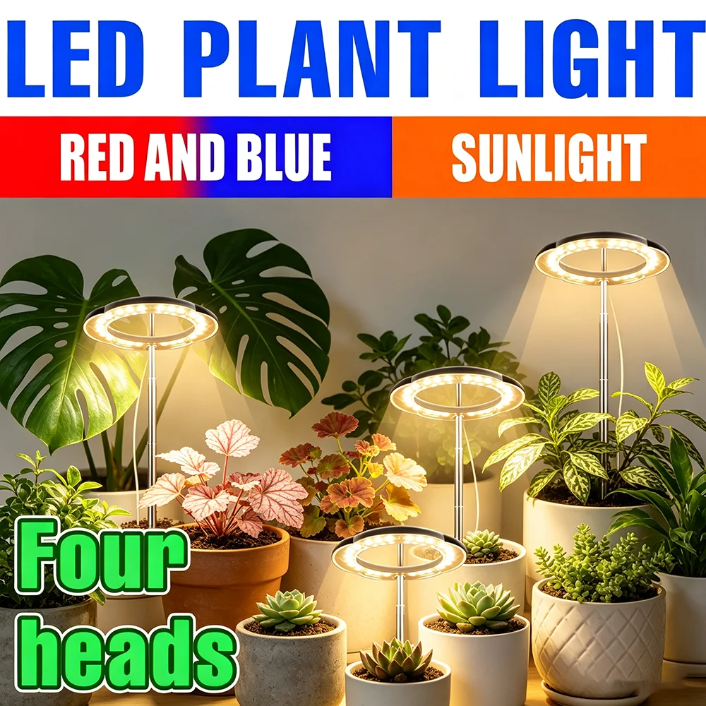 USB DC5V LED Grow Light Full Spectrum Plant Lamp Dimmable With Timing Auto On/Off For Indoor Potted Flower Seedling Hydroponics