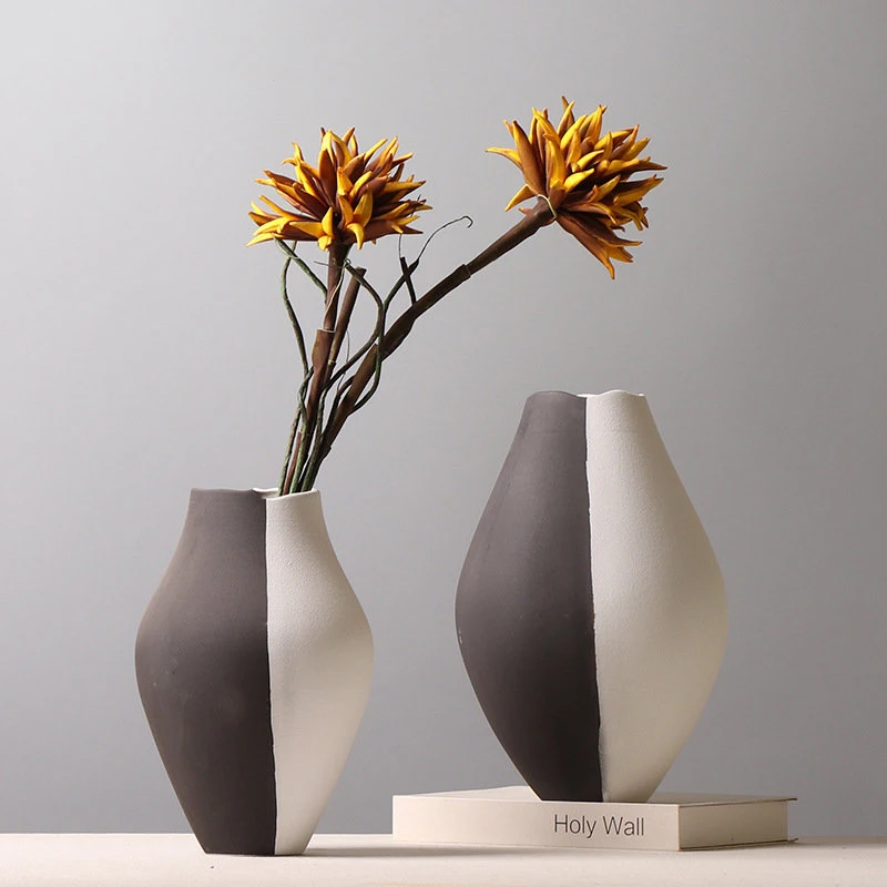 Black and White Ceramic Vase Creative Table Flower Arrangement Decoration Living Room Dried Flower Vase Home Decoration Art