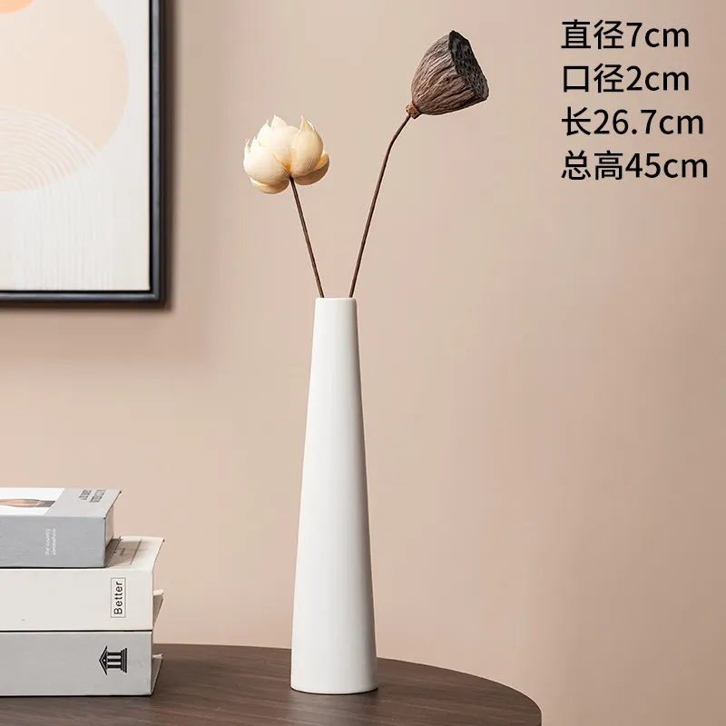 Premium Chinese Zen Light Luxury Black Tall Vase Single Stem Dried Flower Desk Ornaments for Office Living Room Home Decoration