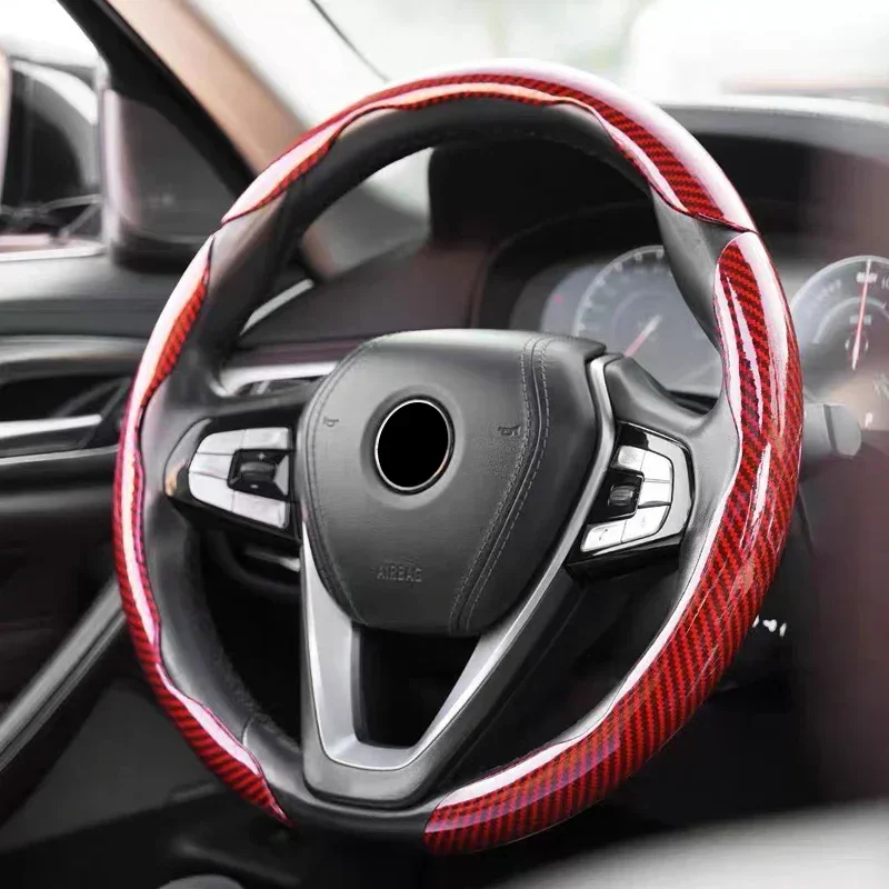 2Pcs Car Carbon Fibre Steering Wheel Cover Anti-Slip For Smart Fortwo Forfour 453 451 450 Crossblade City Cabrio City-Coupe Road