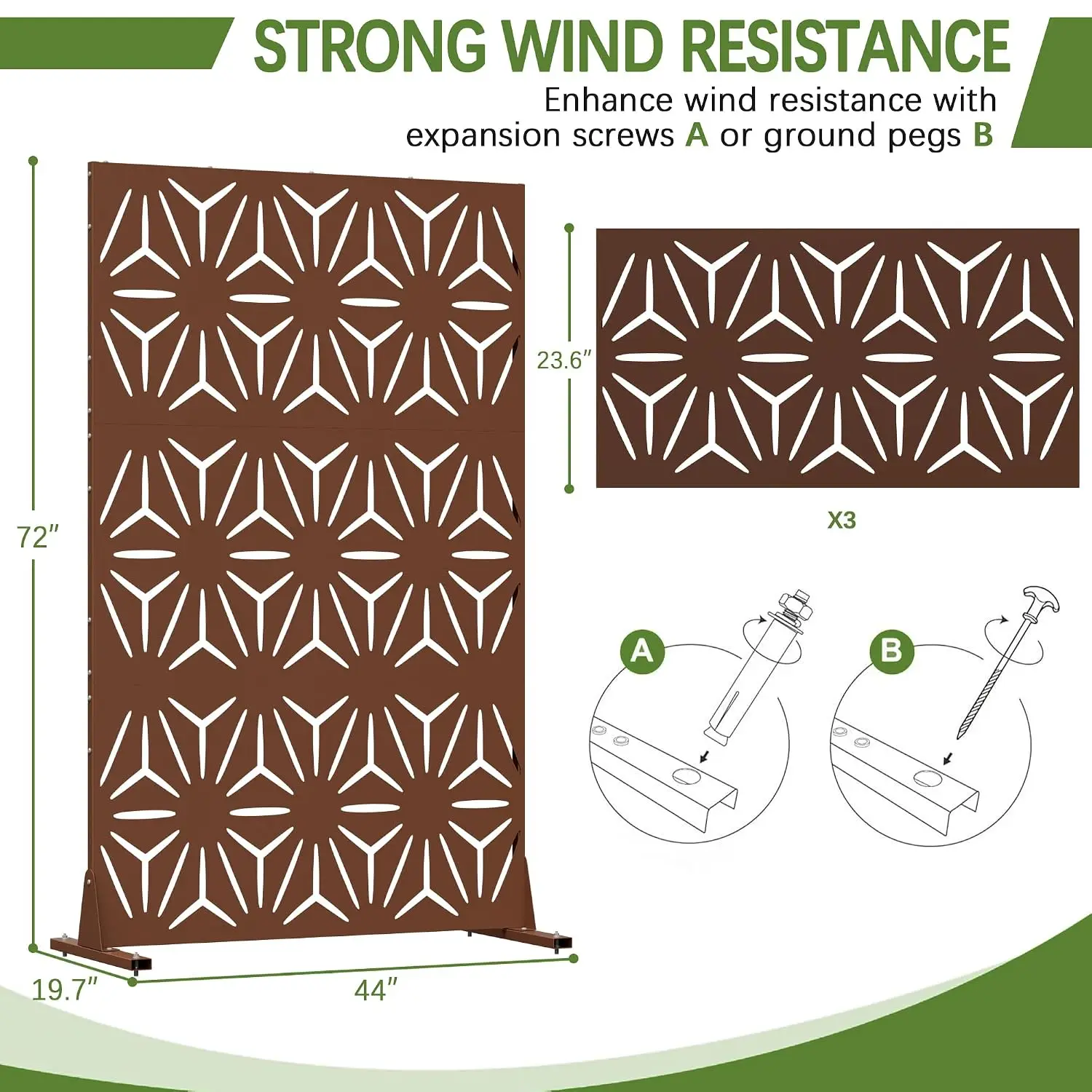 Metal Privacy Screen Outdoor 72