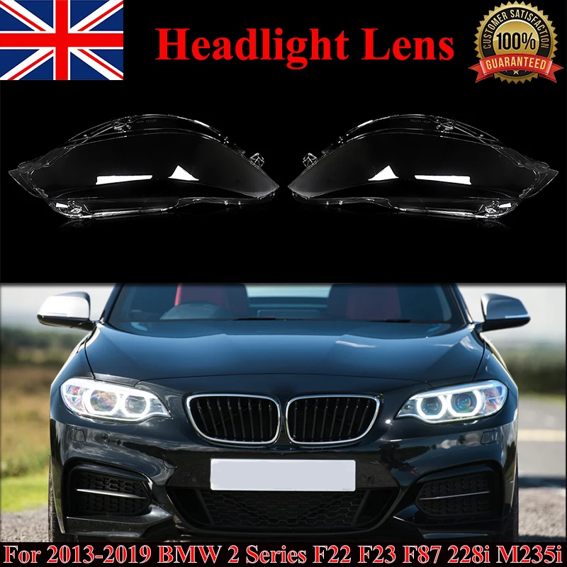 

For BMW 2 Series F22 F23 Coupe F87 M2 2014-2020 Headlight Lens Cover Clear Pair