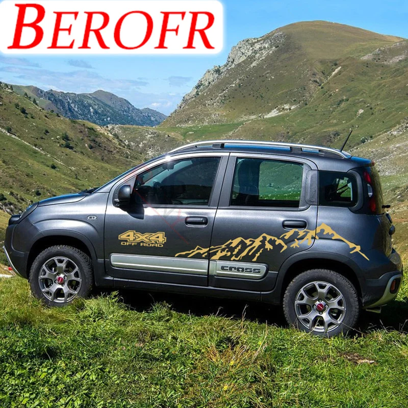 Mountain Graphics Vinyl Decal Car Styling Door Side Decor Sticker For-Fiat Panda Corss 4X4 OFF RAOD Auto Body Customized Stripes