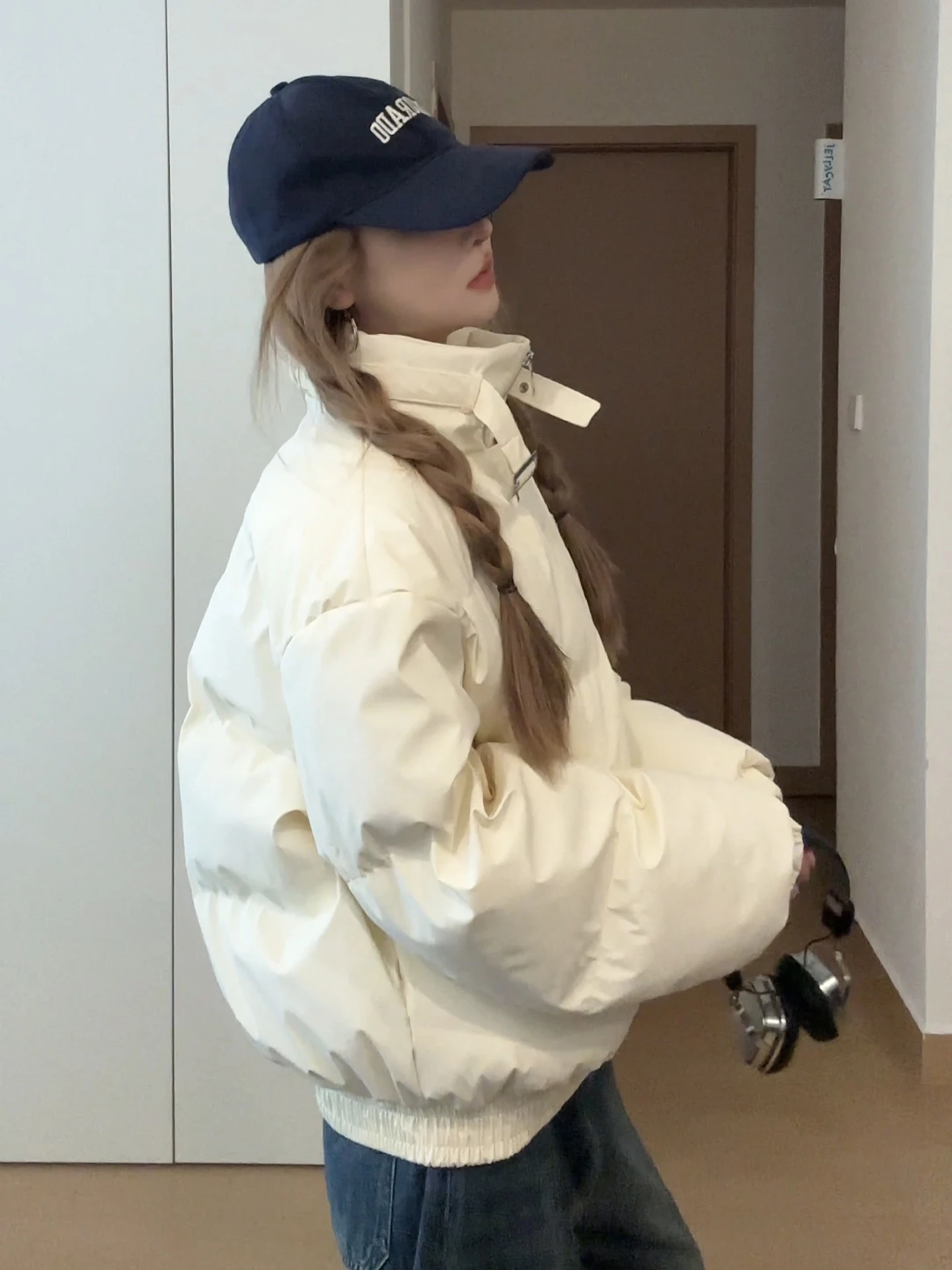 

Warm Cotton Jaet ort American Sle Men Women Winter Coat Anti-Cold Design Youth Faion Polyester Fiber Stand Fit