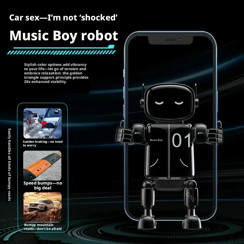 Creative Robot Shape Gravity Car Phone Holder Air Outlet Vent Mount Cellphone Stand Universal Mobile Bracket For Driving Use