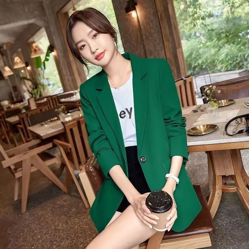 Blazer Oversize Women Women'S Summer Suit Sensible High-Grade Lock Champagne Famale Double-Row Trends Collars Transparent