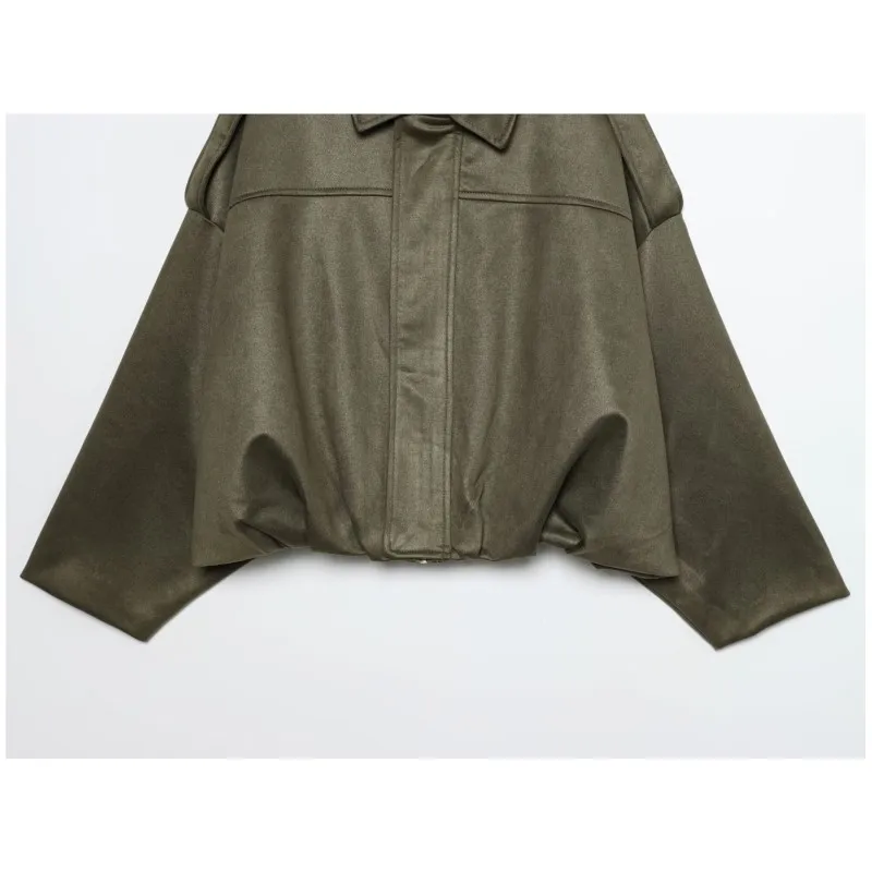 NERHEFZ Giacche da donna Moda Autunno Maniche a pipistrello larghe Giacche da donna eleganti Chic Street Youth Maniche lunghe Cappotti femminili