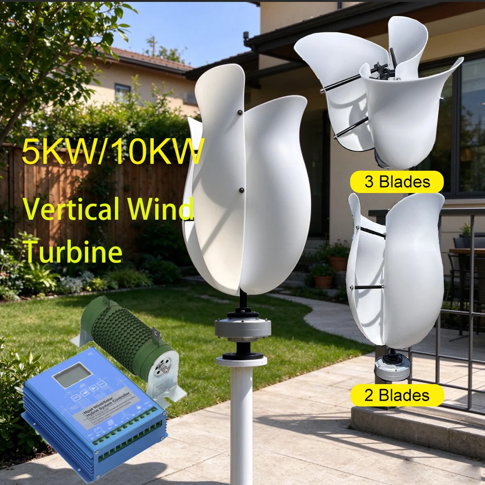 High Efficiency 12V/24V/48V Wind Turbine Generator 10KW 5KW Windmill With Hybrid Controller Off Grid Inverter For Home Use