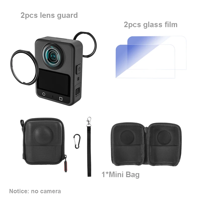 

3 in 1 Lens Guards+Tempered film+Mini storage bag for DJI Osmo 360 Panoramic Camera Protector Cover Camera Accessories