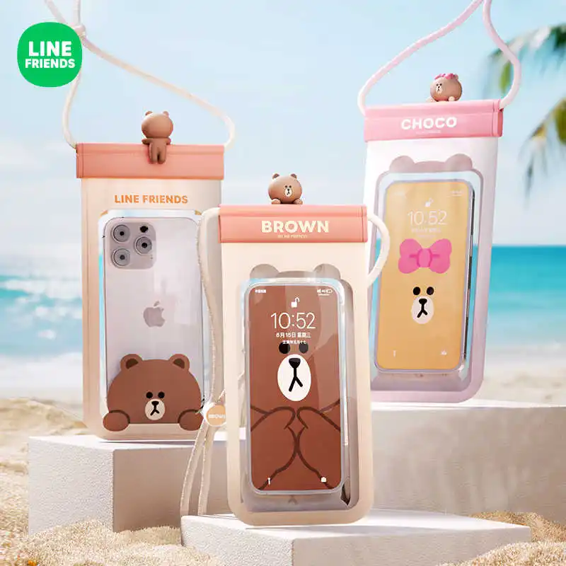

Коричневый водонепроницаемый чехол для мобильного телефона Line Friends с сенсорным экраном, фотокони, плавание, рафтинг, дайвинг, дождь, пылезащитный чехол для мобильного телефона