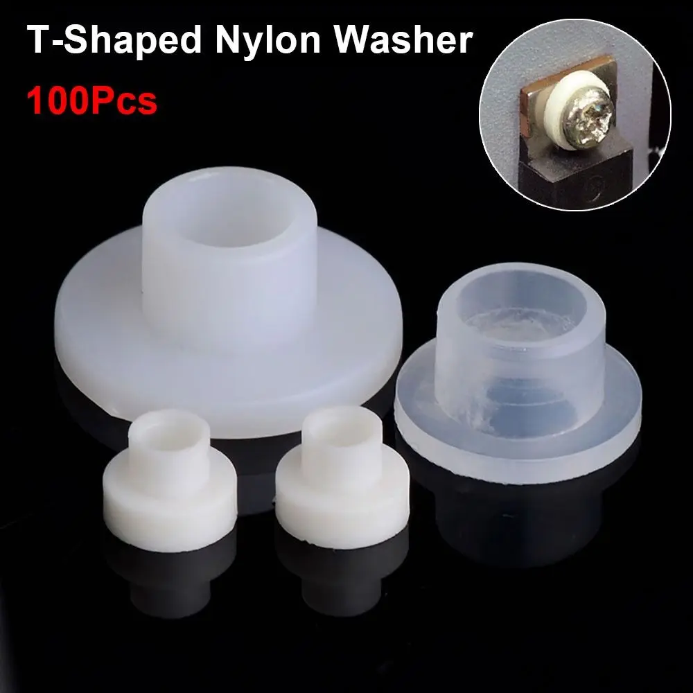 100Pcs M3-M20 T-Shaped Nylon Washer Concave Convex Nylon Plastic Insulation Spacer T-Type Step Screw Thread Protector