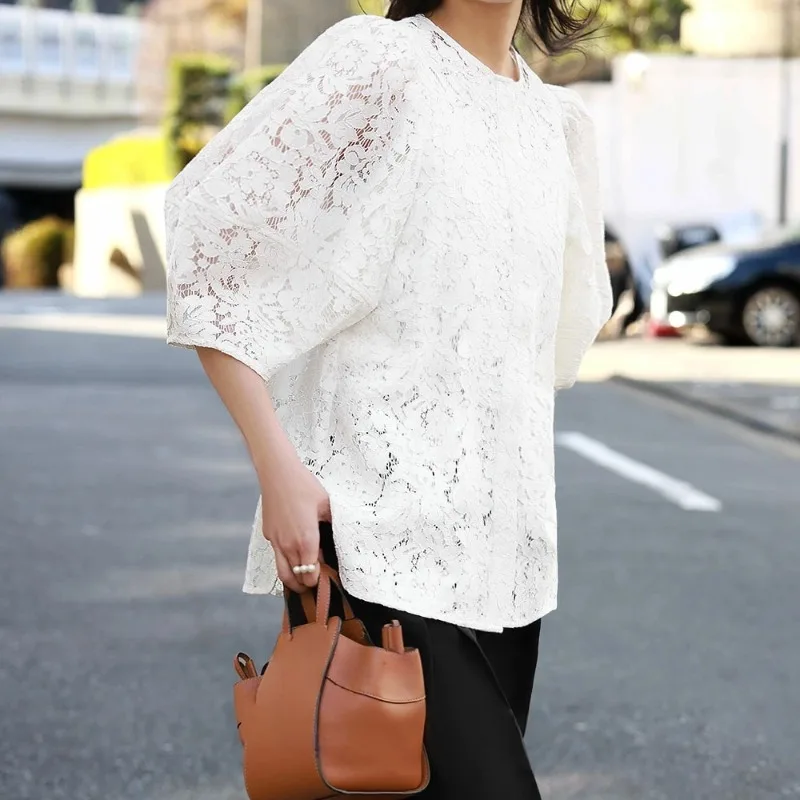 OCEANLOVE Lace Shirts&blouses Women Tops Solid Japanese Style Vintage Blusas Mujer Spring Summer Elegant Sweet Camisas