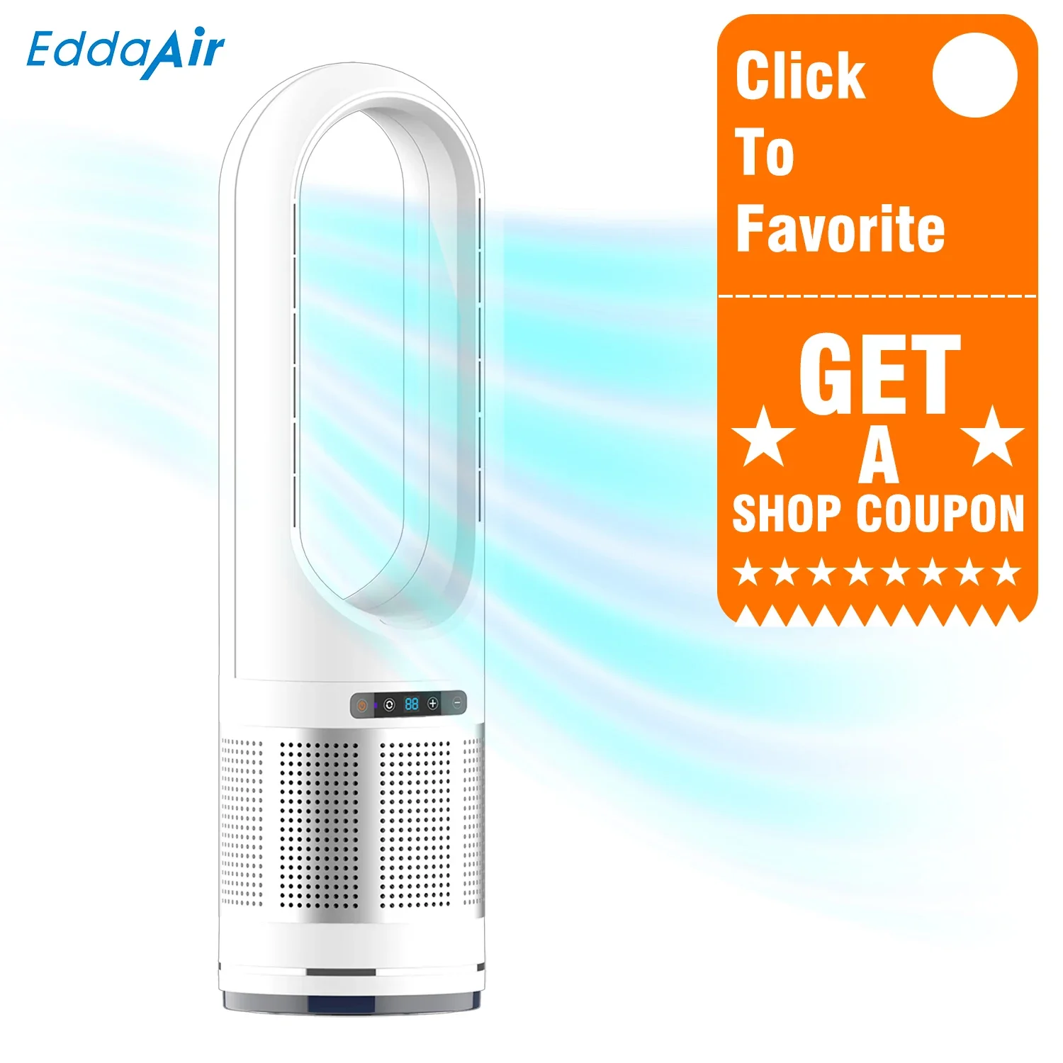 Eddaair PS400T2 Bladeless Fan Air Purifier Portable Bipolar Ion Air Cleaner System For Grow Room