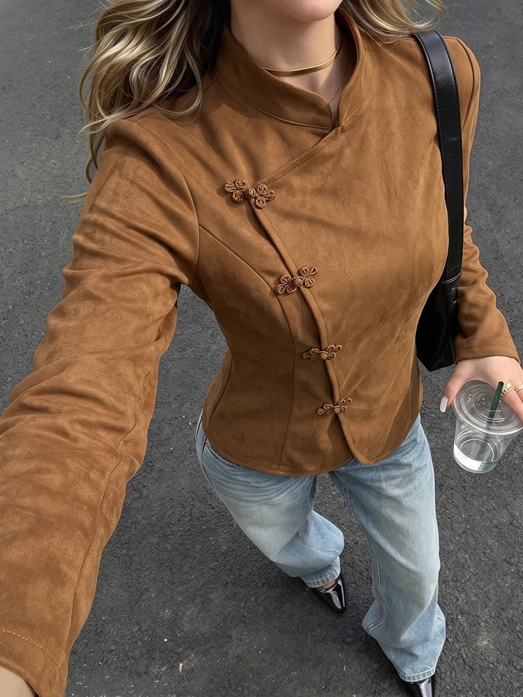 Nibber Turtleneck Jackets Women Fashion Single-Breasted Full Sleeve Classes Casuals Sporty Streetwear Daily Simple Crop Coats